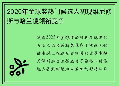 2025年金球奖热门候选人初现维尼修斯与哈兰德领衔竞争 2025年金球奖热门候选人初现维尼修斯与哈兰德领衔竞争
